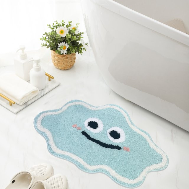 VIKAMA Cartoon Crayon Sakura Fußmatte in Blau, weiche Polyester-Fußmatte für Eingangsbereich, Badezimmer und Toilette, B/T: 60 x 40 cm - Bild 1