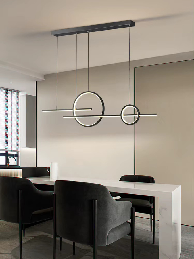 Moderne LED-Pendelleuchte DARHYN in Schwarz oder Weiß mit Ring-Design und Fernbedienung für Küche und Essbereich - Bild 3