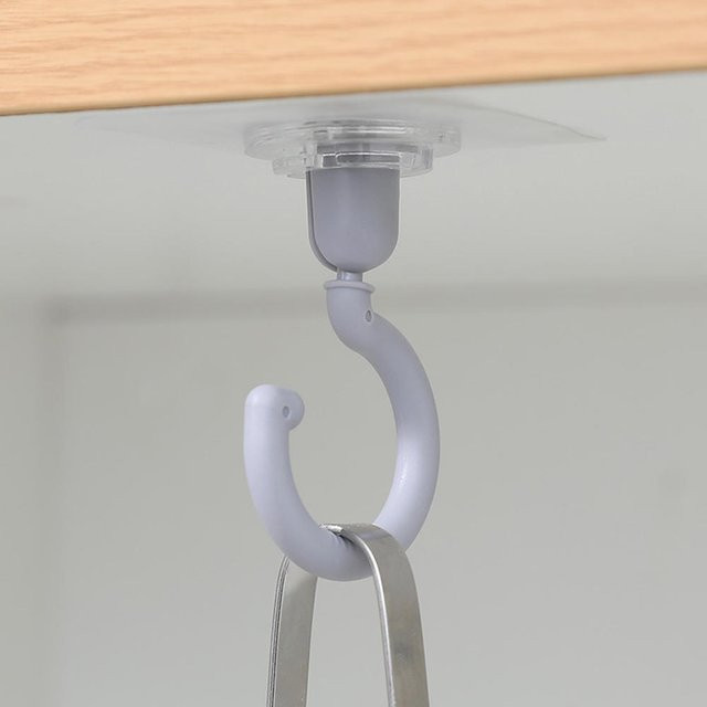 WIKHOSTAR Multifunktions-Deckendrehhaken als Klebehaken für Küche und Badezimmer, Grau - Bild 1
