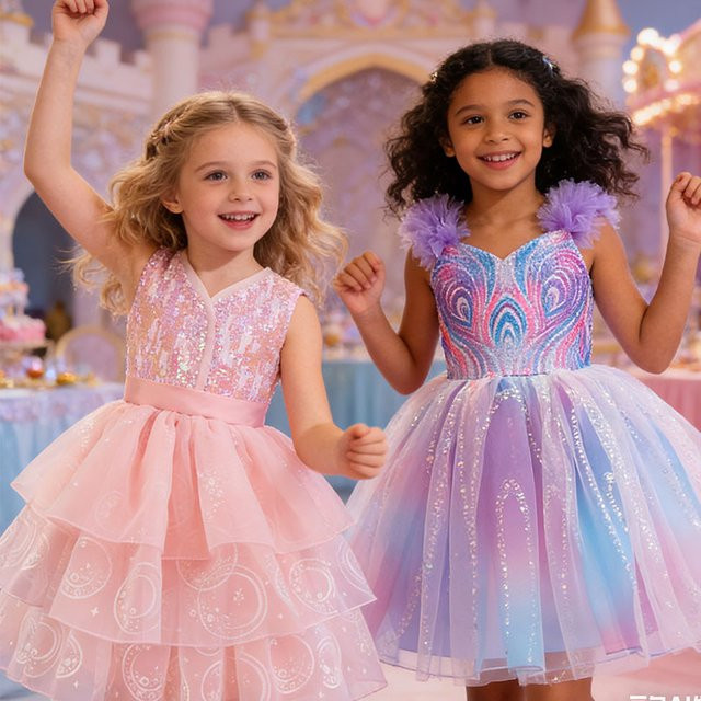 keaiyouhuo Prinzessinnen-Kostüm Glinda, Tutu-Kleid, Lila, Mädchen - Bild 1