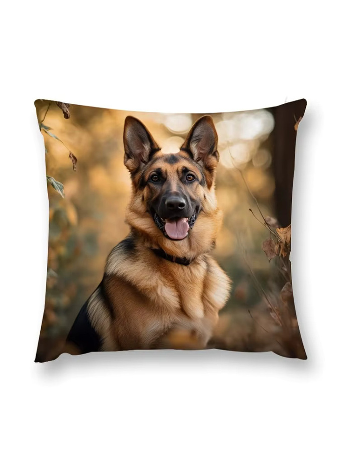 Quadratischer Kissenbezug von ZZN mit deutschem Schäferhund-Muster in Braun, Breite: 45 cm, Höhe: 45 cm - Bild 2