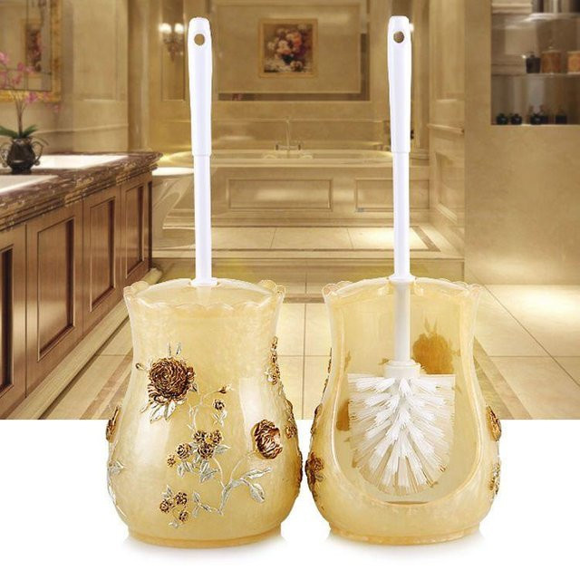 WTEMPO Toilettenbürsten-Set mit Lotusblatt und Frosch Design in Pearl Yellow inklusive Standfuß - Bild 1