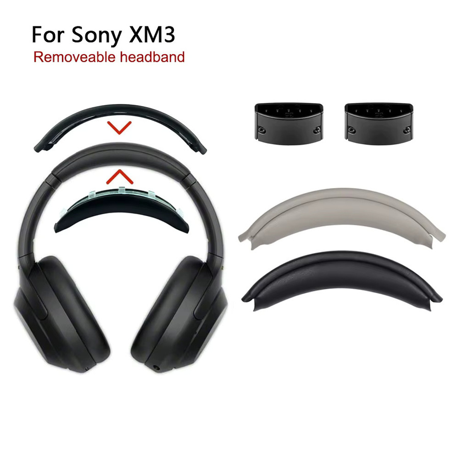 Ersatz-Kopfband und Ohrpolster-Set für Sony WH-1000XM3 Kopfhörer in Schwarz und Silber - Bild 2