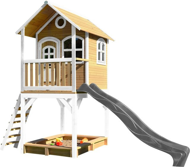 Axi Sarah Spielhaus in Braun und Weiß mit grauer Rutsche, B/T/H: 191 x 370 x 291 cm - Bild 1