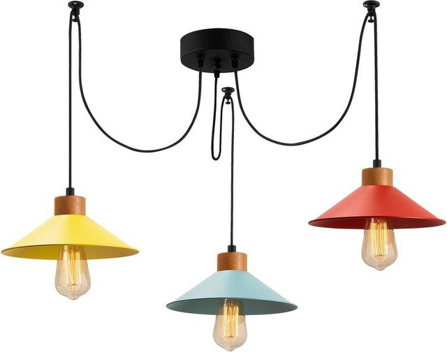 Opviq Pendelleuchte Manavgat Multicolor aus Holz und Metall mit 3 E27 Fassungen, Höhe: 100 cm, Breite: 24 cm, Tiefe: 24 cm - Bild 1