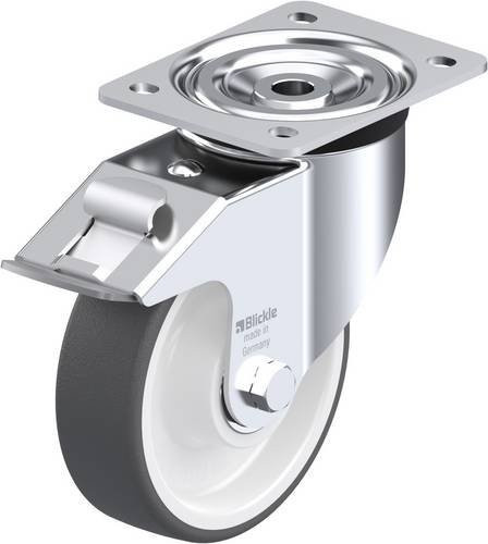 Blickle L-POTH 150K-FI Lenkrolle mit Feststeller, Rad-Durchmesser: 150 mm, Tragfähigkeit: 400 kg, verzinkter Stahl und Kunststoff in Silber/Grau/Weiß - Bild 1