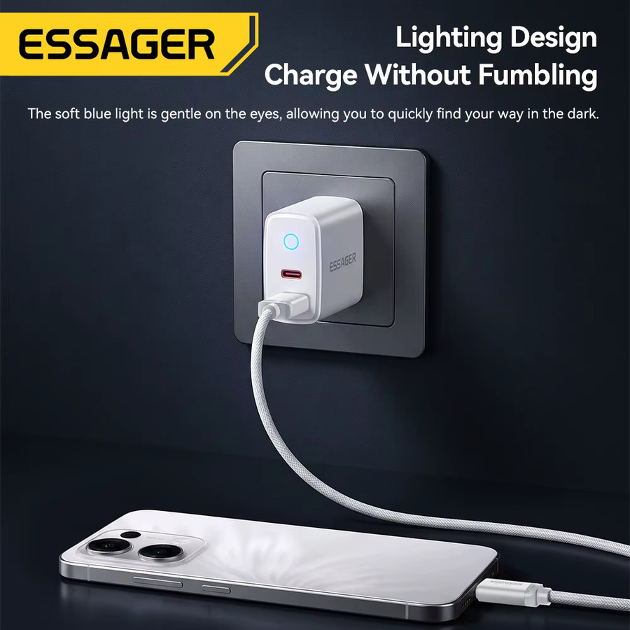 Essager PD 20W USB-C-Ladegerät-Set in Weiß mit Schnellladefunktion für iPhone und Smartphones - Bild 3