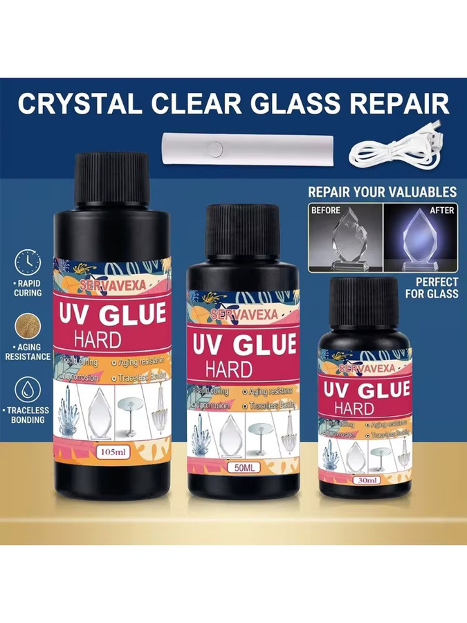 SERVAVEXA UV-Kleber Set mit UV-Licht für DIY Schmuckherstellung und Basteln, klarer Harzkleber für Kristallglas, 6 ml - Bild 6