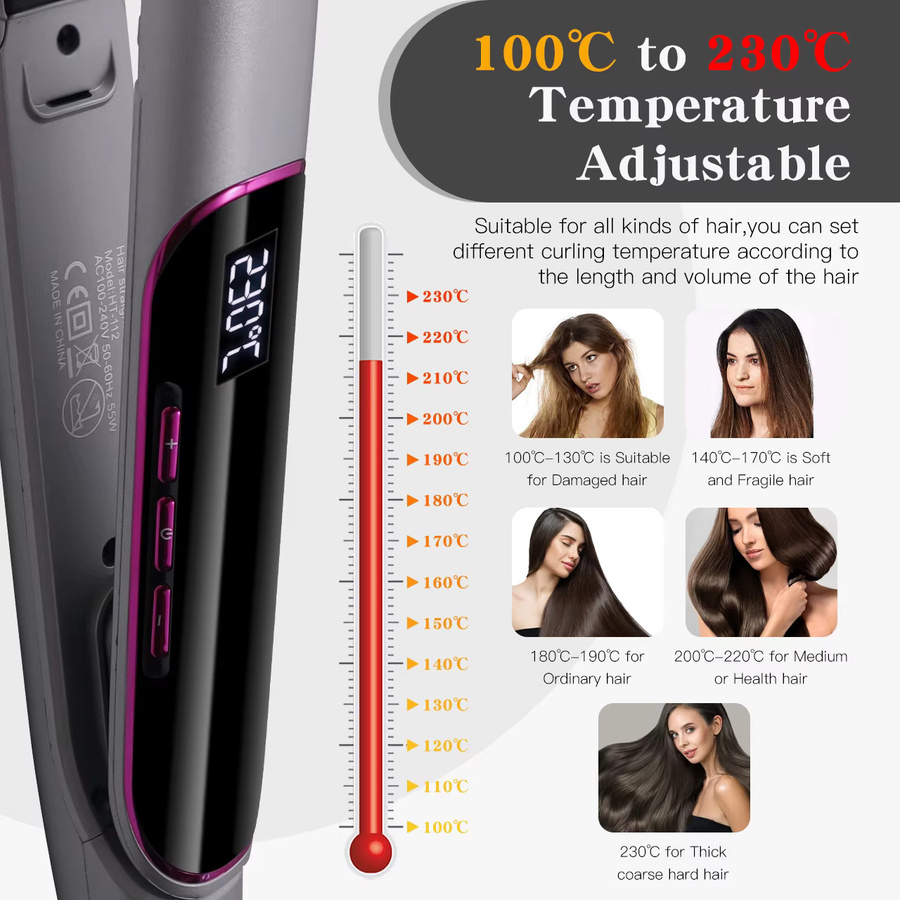 Hatteker Haarglätter für Damen, LCD-Display, Negativ-Ionen-Infrarot - Bild 3
