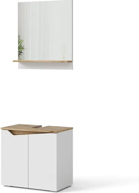 Vicco Badmöbel-Set Marelle in Weiß und Artisan-Eiche bestehend aus Waschtischunterschrank und Badspiegel - Bild 2