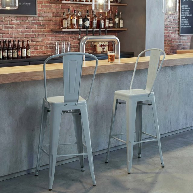 2er-Set Barhocker MCW-A73 im Industriedesign aus Metall, Grau, B/T/H: 45 x 45 x 117 cm - Bild 1