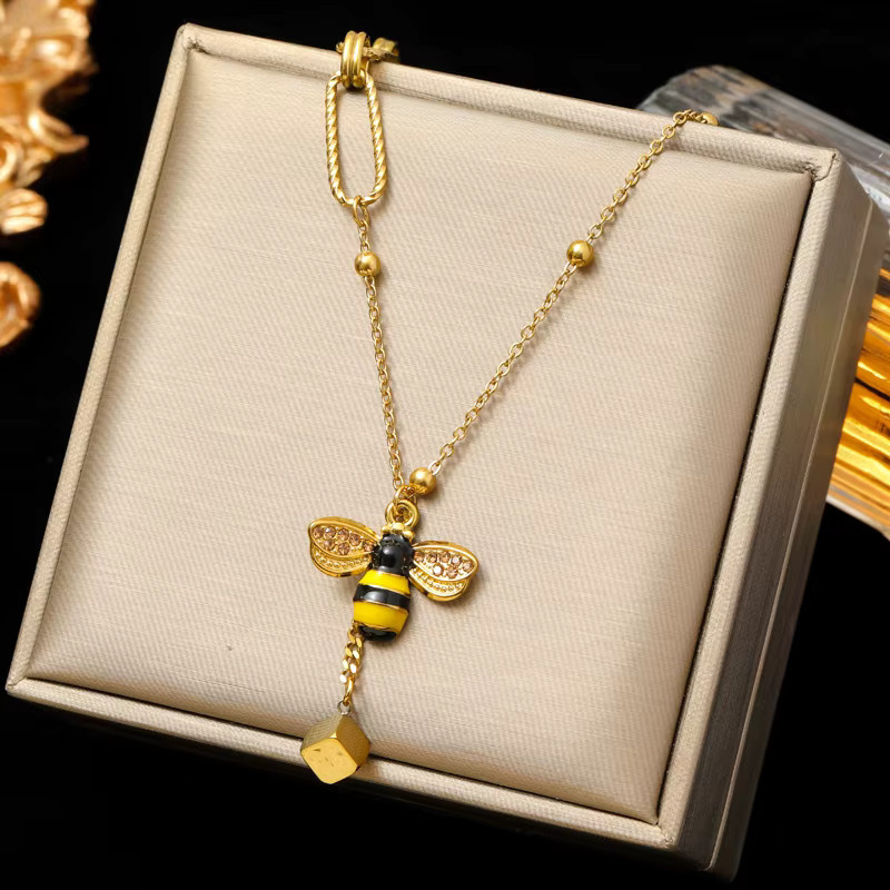 EILIECK Halskette, Edelstahl, Gold, Schlange Biene Schmetterling, Damen - Bild 2
