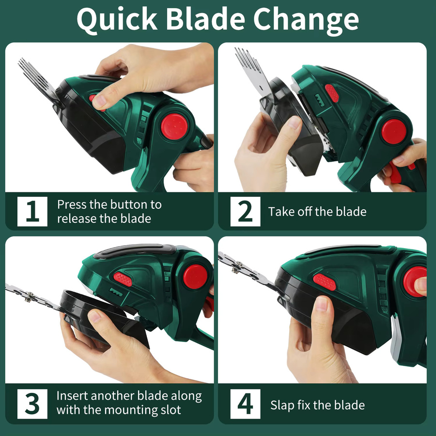 2-in-1 Elektrische Heckenschere und Grasschere von Makita mit 20000 U/min für 24V Akku, blau und grün - Bild 3