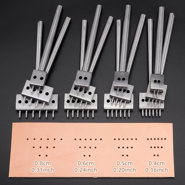 QJH Lochloch-Set für Kunstleder und DIY-Näharbeiten in Silber mit 4 mm, 5 mm oder 6 mm Abstand - Bild 1