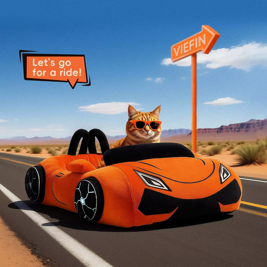 Supercar Katzenbett Sofa in Orange mit Kissen und abnehmbarem Bezug aus Textil und Samt - Bild 3