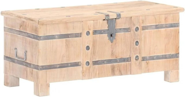 vidaXL Truhe aus Akazienholz in Hellbraun und Weiß mit Schloss, B/T/H: 90 x 40 x 40 cm - Bild 1