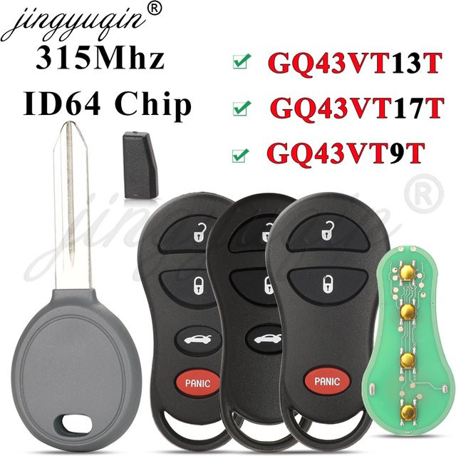 Jingyuqin Auto Fernbedienung mit 315MHz ID64 Schlüssel für Dodge Jeep Chrysler Concorde 300M 2001-2004 in Schwarz - Bild 1