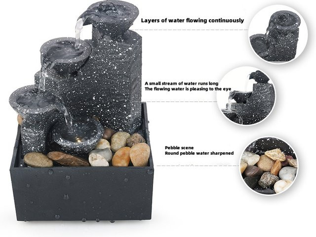 HOMEFISH Desktop-Wasserfall-Dekoration moderner kleiner Brunnen aus ABS-Kunststoff mit USB-Anschluss - Bild 1