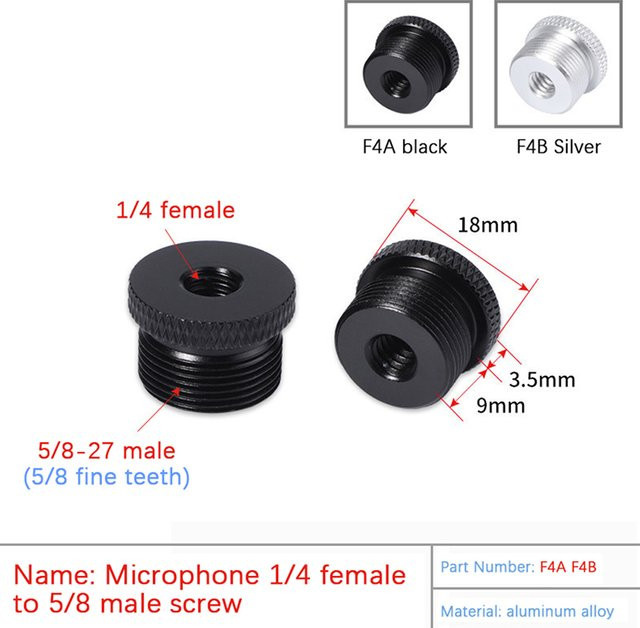 Mikrofonständer-Adapter Schraubmontage-Konvertierungsschrauben von KOQZM mit 1/4 Zoll auf 5/8 Zoll Gewinde in Schwarz - Bild 1