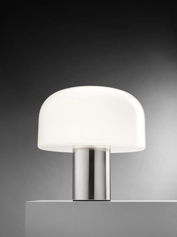 Flos Bellhop Glass Tischleuchte in Silber mit transparentem Glaskörper und E27 Fassung - Bild 2