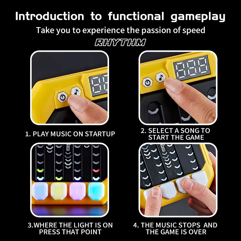 ZLang Handheld-Tanz-Memory-Spiel, Rhythmus-Handheld-Spielkonsole, mit Glühen - Bild 4