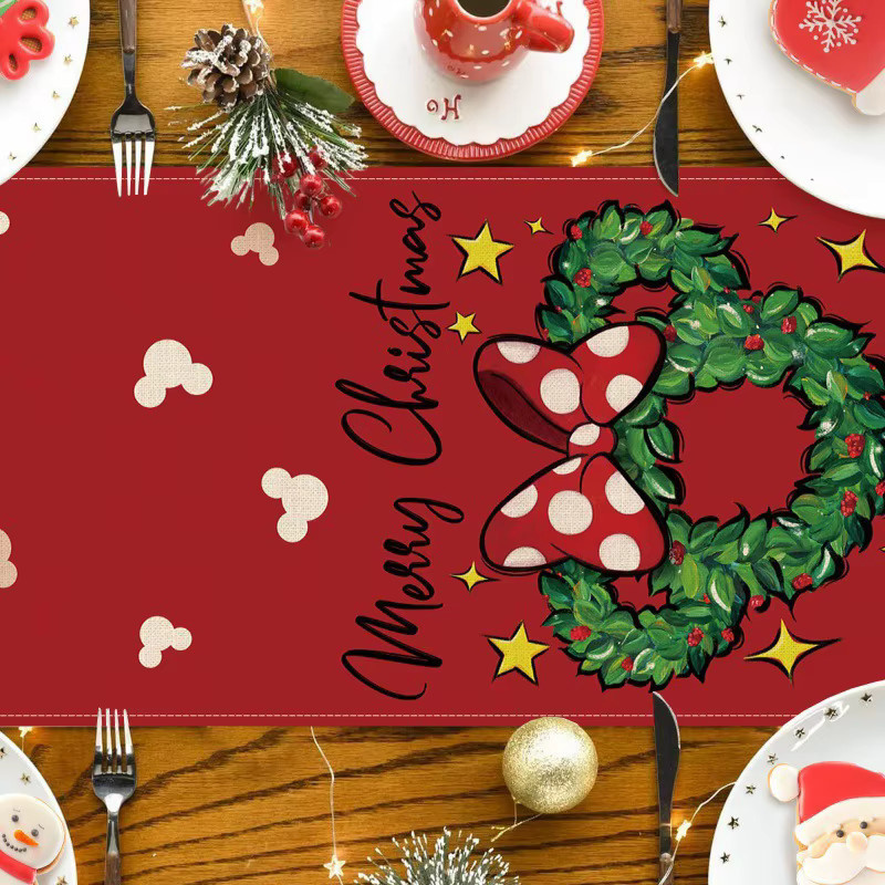 VIKAMA Weihnachts-Tischläufer aus Leinen in Rot, hitzebeständig, B/H: 140 x 33 cm - Bild 2