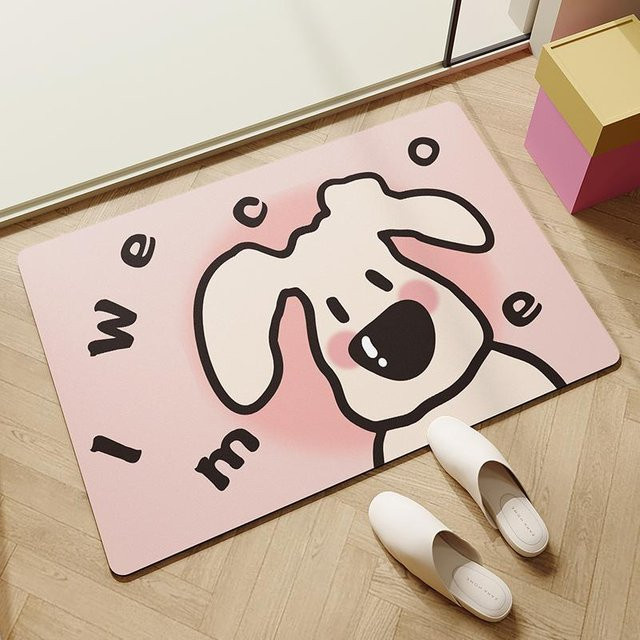 Rutschfester Badezimmervorleger von Household supplies MH in Pink, schnell trocknende und saugfähige Fußmatte mit Tier-Motiv, B/B: 40 x 60 cm - Bild 1
