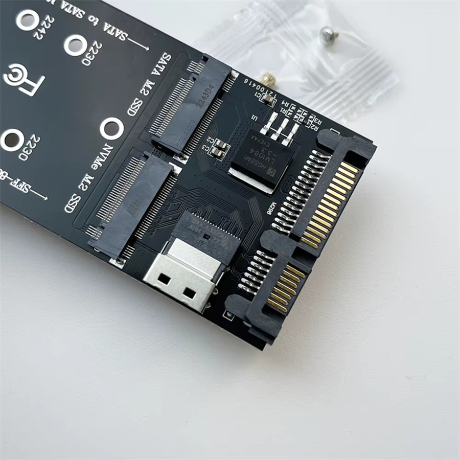 M.2 zu SATA Adapter SFF-8654 zu M.2 NVMe SSD Konverter Riser Board in Schwarz für PC Desktop Mainboard - Bild 5