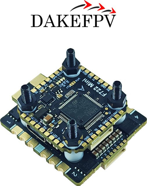 DAKEFPV Mini F722 FC Mini-Stack Flugcontroller und ESC Set in Schwarz, 20x20mm, für 3-Zoll, 4-Zoll und 5-Zoll FPV-Drohnen - Bild 1