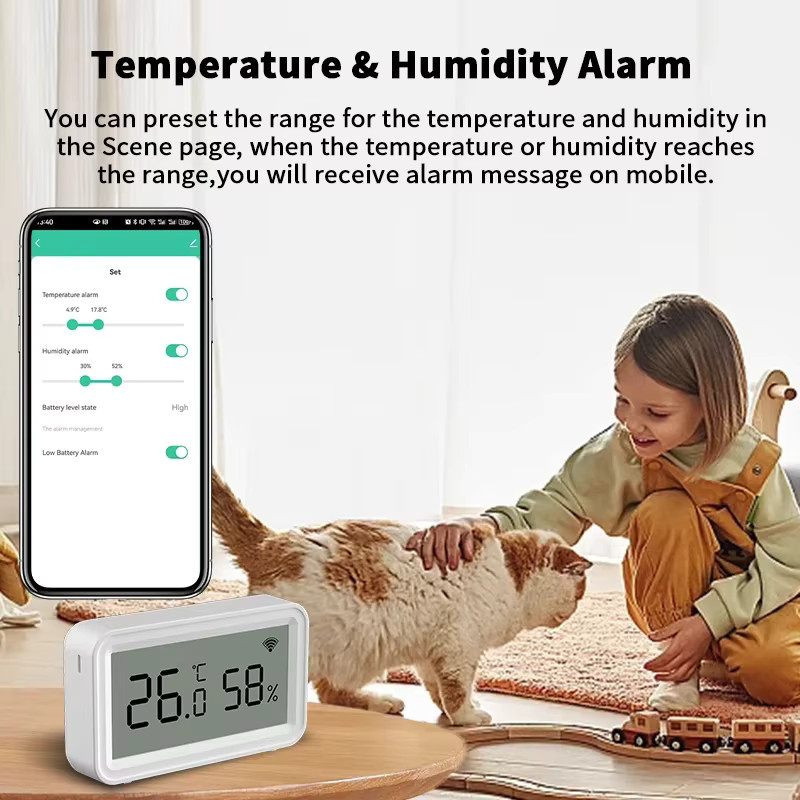 Tuya WiFi Smart Sensor Weiß: Drahtloser Temperatur- und Luftfeuchtigkeitsmonitor kompatibel mit Smart Life und Google Assistant mit Echtzeitwarnungen - Bild 4