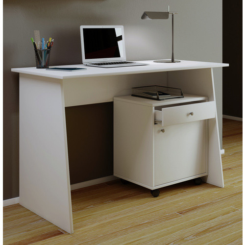 VCM Schreibtisch Masola Maxi, moderner Wangenschreibtisch in Weiß, B/T/H: 110 x 50 x 74 cm - Bild 2