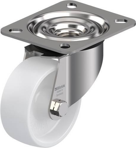 Blickle LEX-PO 80G Lenkrolle aus Edelstahl und Kunststoff, Farbe Weiß, Rad-Durchmesser: 80 mm, Tragfähigkeit: 150 kg - Bild 1