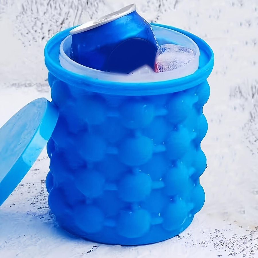 YC Direct Tragbarer Zwei-in-Eins Eiswürfelbehälter und 3D-Eiswürfelform in Blau - Bild 6