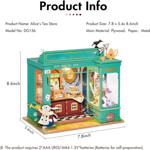 Rolife ROBOTIME 3D-Puzzle Alice's Teeladen DIY Miniaturhaus-Bausatz im Vintage-Stil, Multicolor - Bild 1