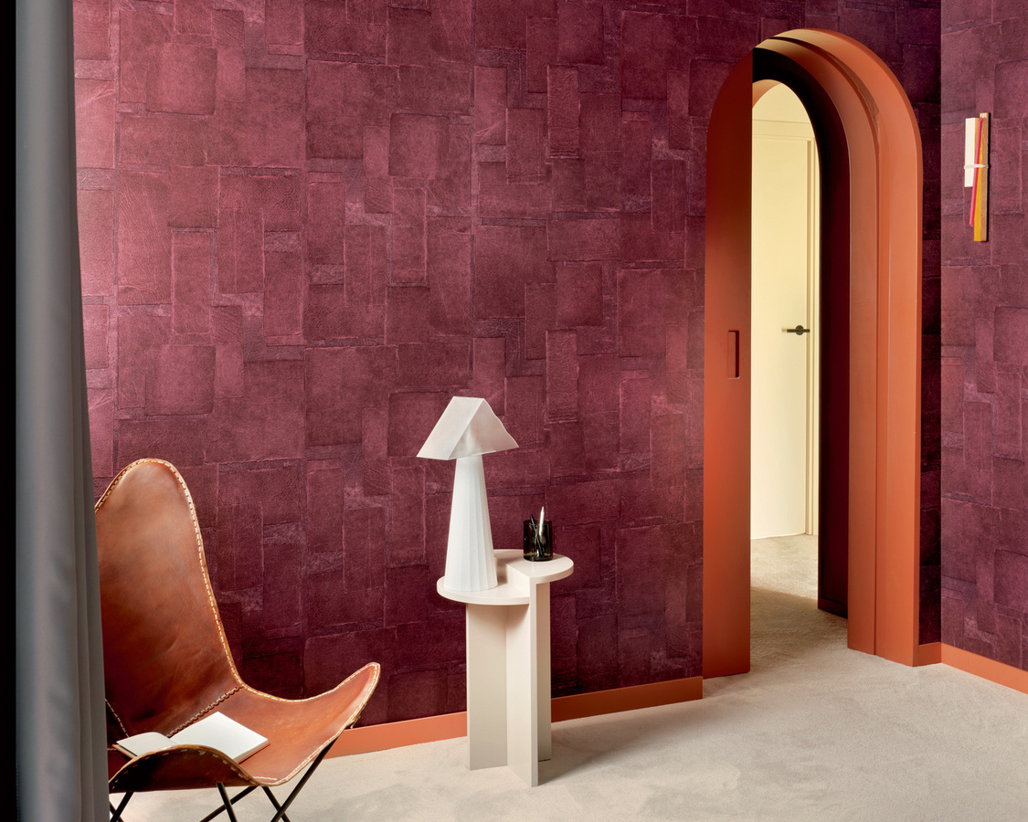 Élitis Tapete Sangpi VP 1018 38 in Purple mit abstraktem geometrischem Design aus Vinyl und Vlies - Bild 1