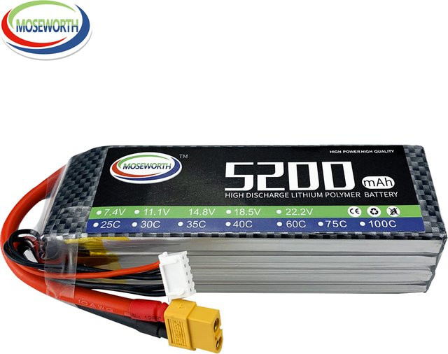 MOSEWORTH RC LiPo Akku mit 5000mAh und XT60 Stecker für RC Autos, Drohnen und Boote - Bild 1