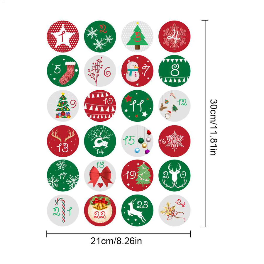 Weihnachts-Zahlen-Aufkleber in Multicolour für Geschenke, Verpackungen und Dekoration - Bild 5