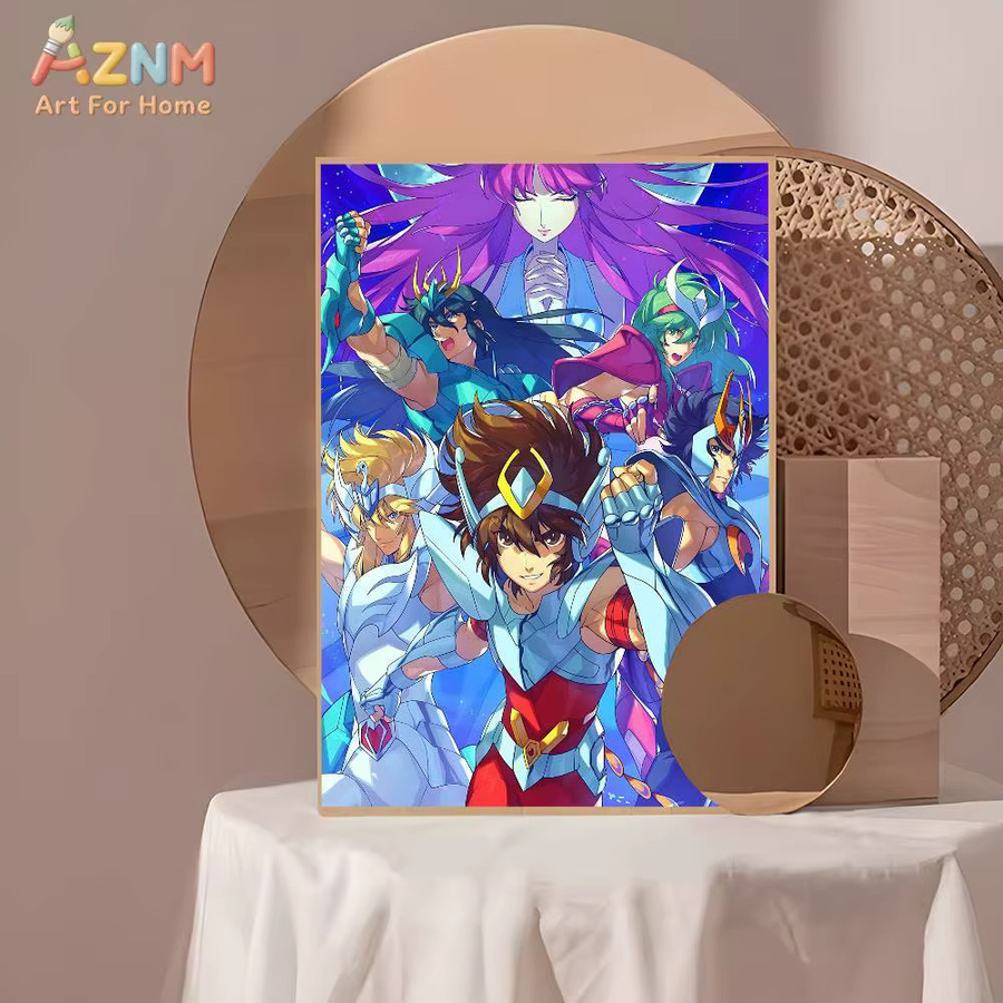 AZNM Saint Seiya Anime Leinwand-Wanddruck mit Bronze und Gold Saints Athena Charakteren, ungerahmtes Manga-Kunst Poster, Mehrfarbig - Bild 3