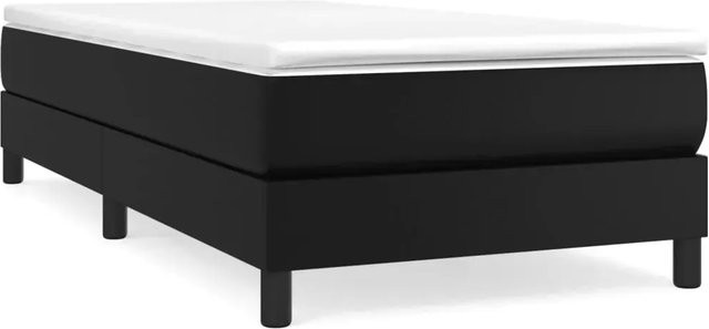 vidaXL Boxspringbett mit Matratze in Schwarz aus Kunstleder, Hybridbett mit Taschenfederkern, B/T/H: 100 x 200 x 25 cm - Bild 1