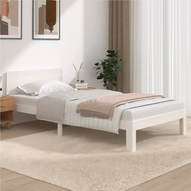 vidaXL Bettrahmen aus massivem Kiefernholz in Weiß, B/T: 100 x 200 cm - Bild 2