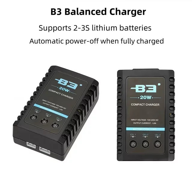 EVANOVM Schnellladegerät für 2-3S Lithium-Akkus, B3 20W 7,4V 11,1V - Bild 1