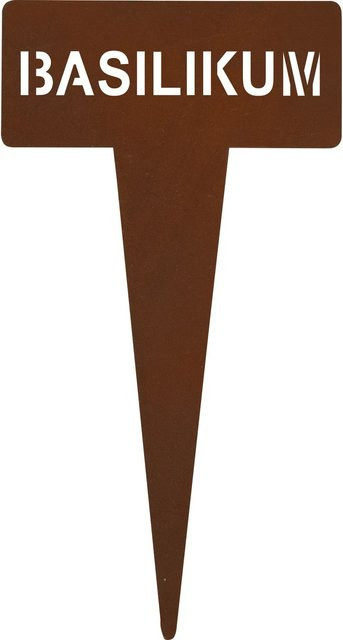 Kräuterstecker Basilikum aus Metall in Rostfarben, Höhe: 15 cm - Bild 1