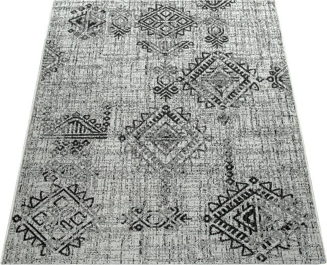 In- & Outdoor-Teppich Cocoon Grau mit Rautenmuster, B/T: 60 x 100 cm - Bild 1