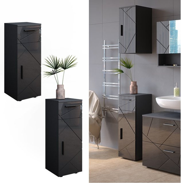 Vicco Midischrank Irma Badschrank Anthrazit Hochglanz modern B/T/H: 30 x 30 x 81 cm - Bild 1