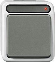 Merten AQUASTAR Feuchtraum-Taster Aufputz Lichtgrau IP44 mit Wippe - Bild 1