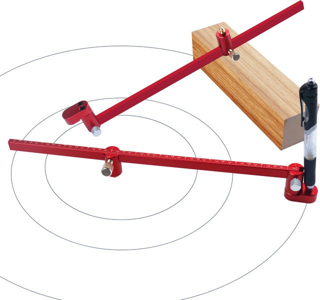 Einstellbares Zeichenkreis-Lineal aus Aluminium in Rot für die Holzbearbeitung - Bild 1