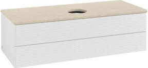 V&B Waschtischunterschrank Antao mit Frontstruktur und Beleuchtung, Farbe: Weiß, B/T/H: 120 x 50 x 50 cm - Bild 1