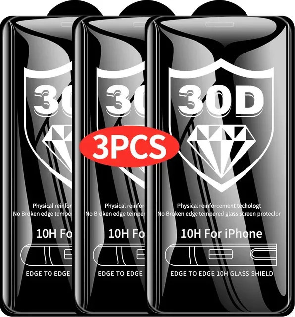 3er-Set gehärtete Glas Displayschutzfolie in Transparent für Apple iPhone 17 Air 16 15 14 13 12 11 Pro Max Plus Mini XS XR X - Bild 1