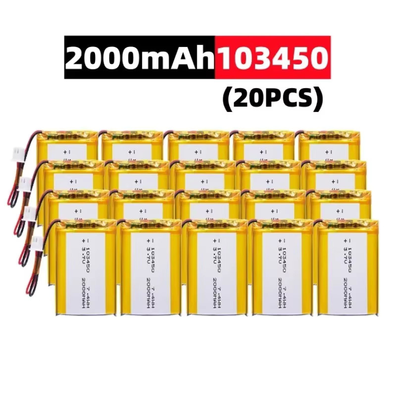 Roza Cinnie Li-Ion Akku 3,7 V 2000 mAh Gelb mit JST PH 2,0 mm 2-poligem Stecker für Kamera, GPS-Navigator, MP5 und Bluetooth-Headset - Bild 2