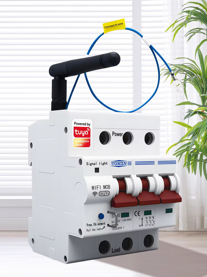 Tomzn TOB7S-100 Smart WIFI Leistungsschalter 3P+N Dreiphasig Vierleiter mit Überlastschutz und Kurzschutze Schutz, Timer-Schalter, Weiß - Bild 3
